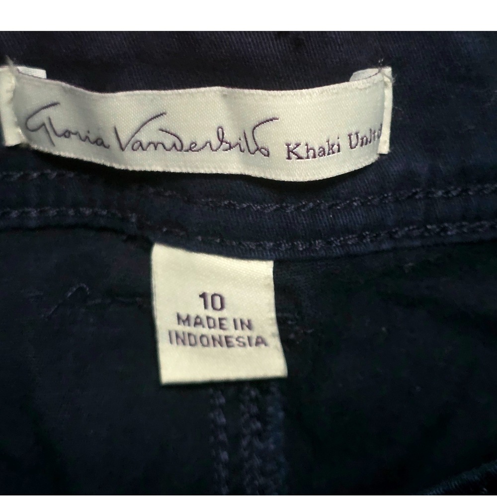 Gloria Vanderbilt Khaki United Navy Blue Utility Shorts Womens Size 10 Cuffed - Picture 8 of 9